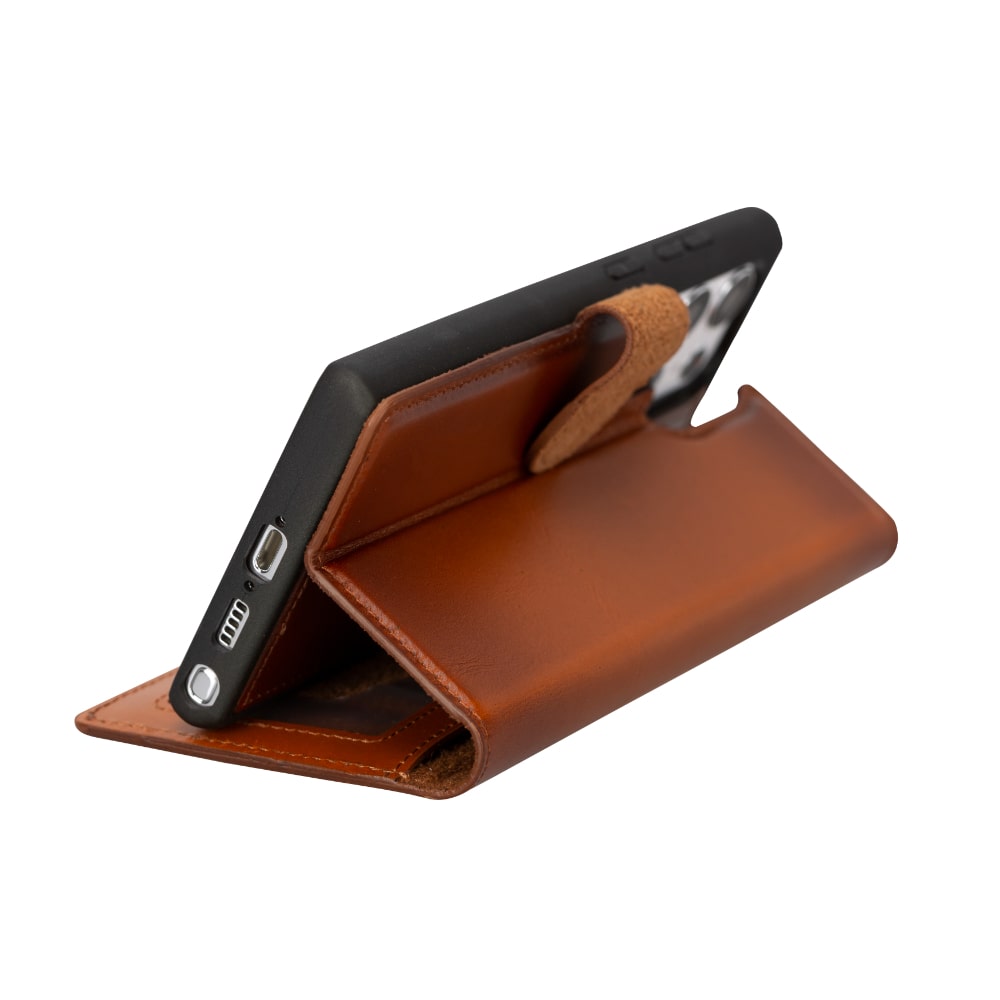 Brown Leather Samsung Galaxy S23 Ultra Detachable Wallet Card Holder Cover Case - Bomonti - 8