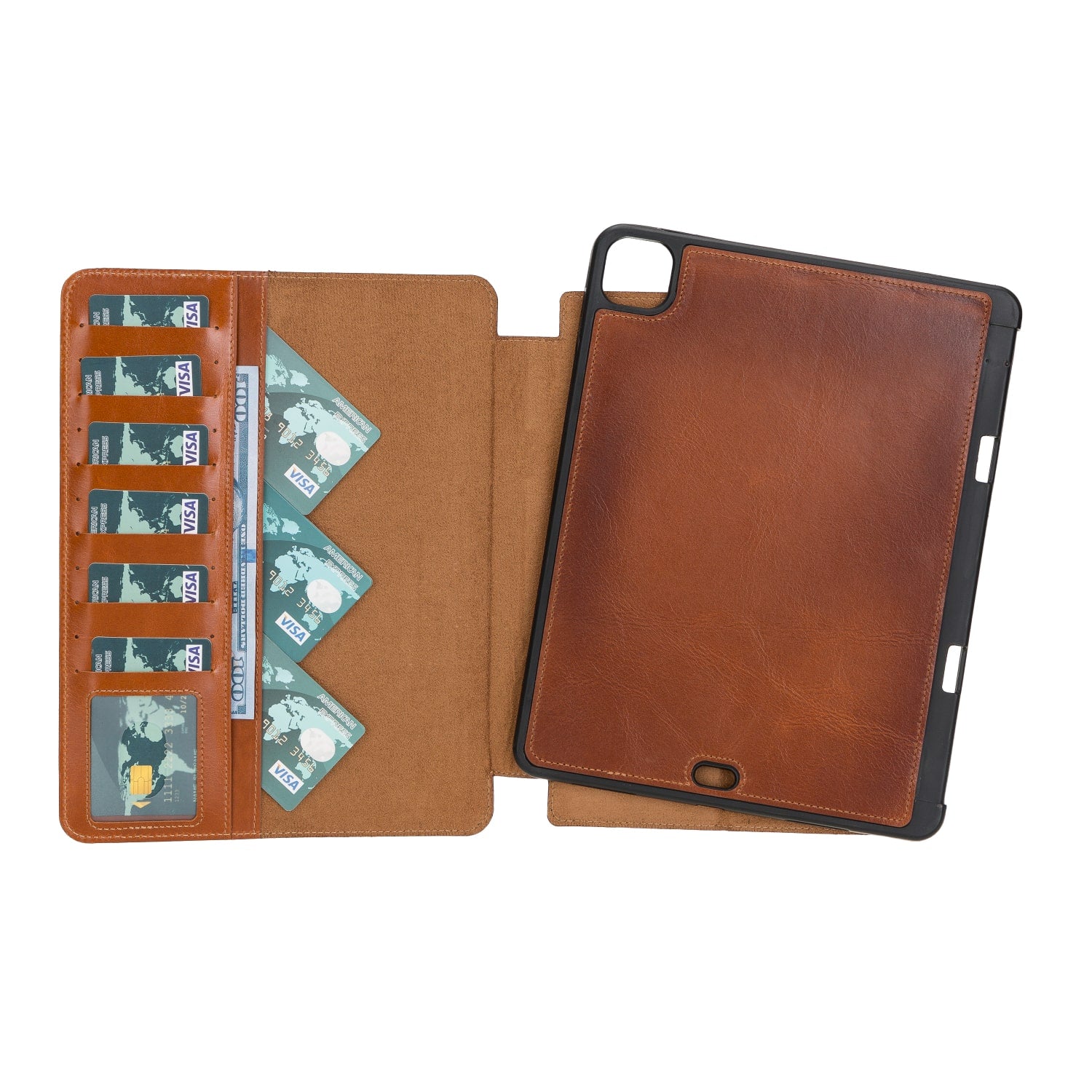 Brown Leather iPad Pro 11 Inc Smart Folio Case with Apple Pen Holder - Bomonti - 1