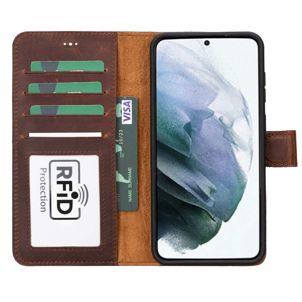 Tan Brown Leather Samsung Galaxy S23 Plus Detachable Wallet Card Holder Cover Case - Bomonti - 2
