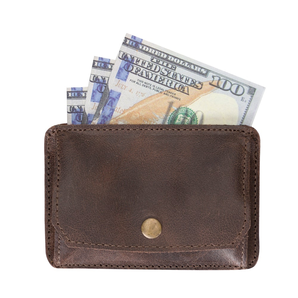 Dark Brown Leather Minimalist Coin Wallet Purse - Bomonti - 4
