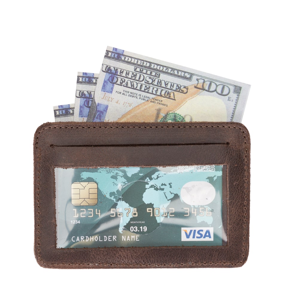 Dark Brown Leather Minimalist Coin Wallet Purse - Bomonti - 6