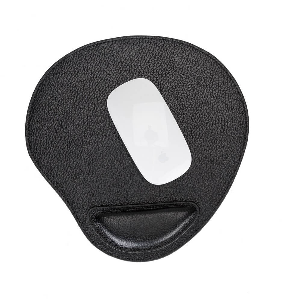 Ergonomic Black Luxury Leather Mouse Pad with Wrist Rest Support and anti-slip - Bomonti - 1