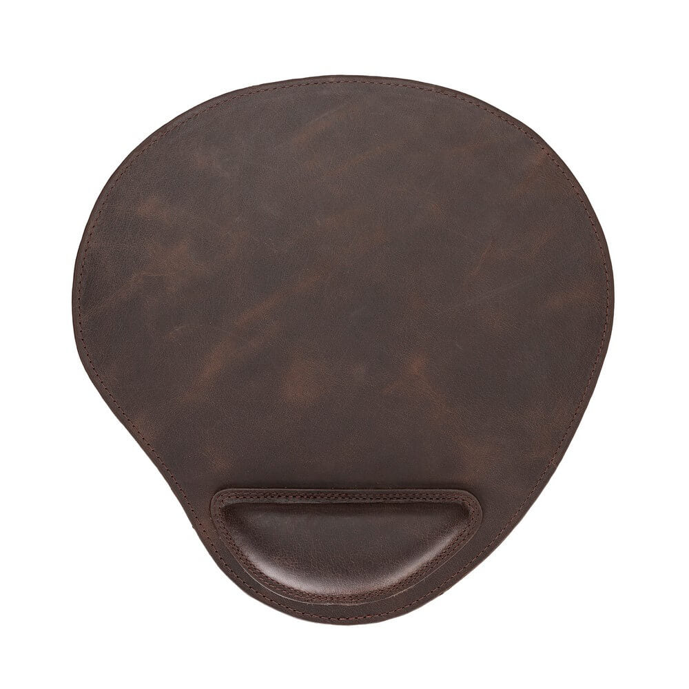Ergonomic Heavy Brown Luxury Leather Mouse Pad with Wrist Rest Support and anti-slip - Bomonti - 4