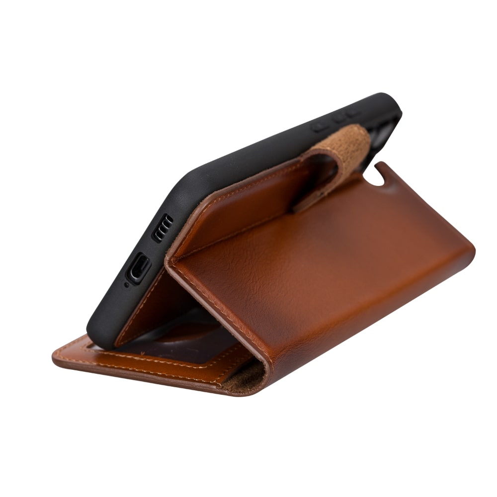 Golden Brown Leather Samsung Galaxy S22+ Wallet Case with Card Holder - Bomonti Leather - 7