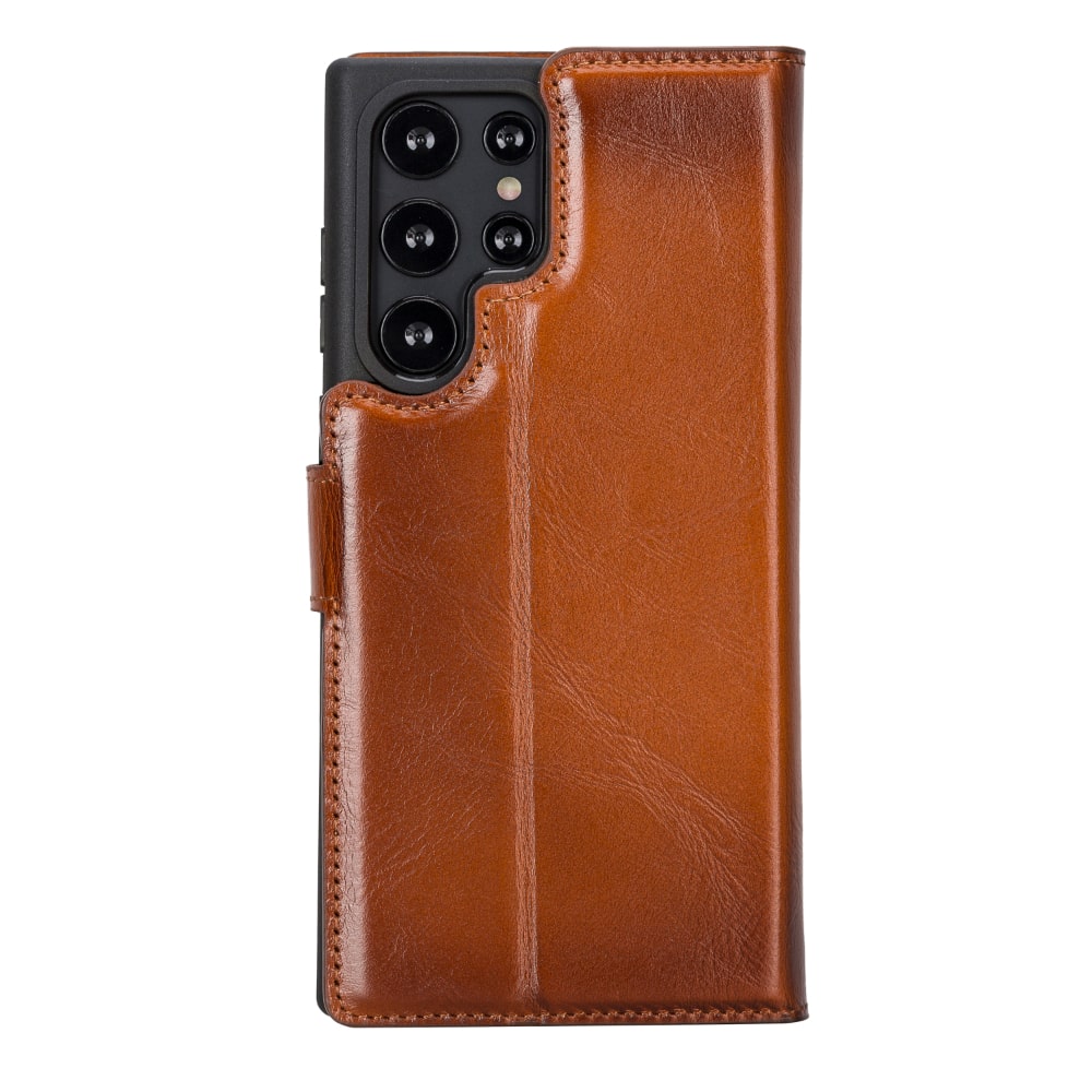 Golden Brown Leather Samsung Galaxy S22 Ultra Wallet Case with S Pen & Card Holder - Bomonti Leather - 2