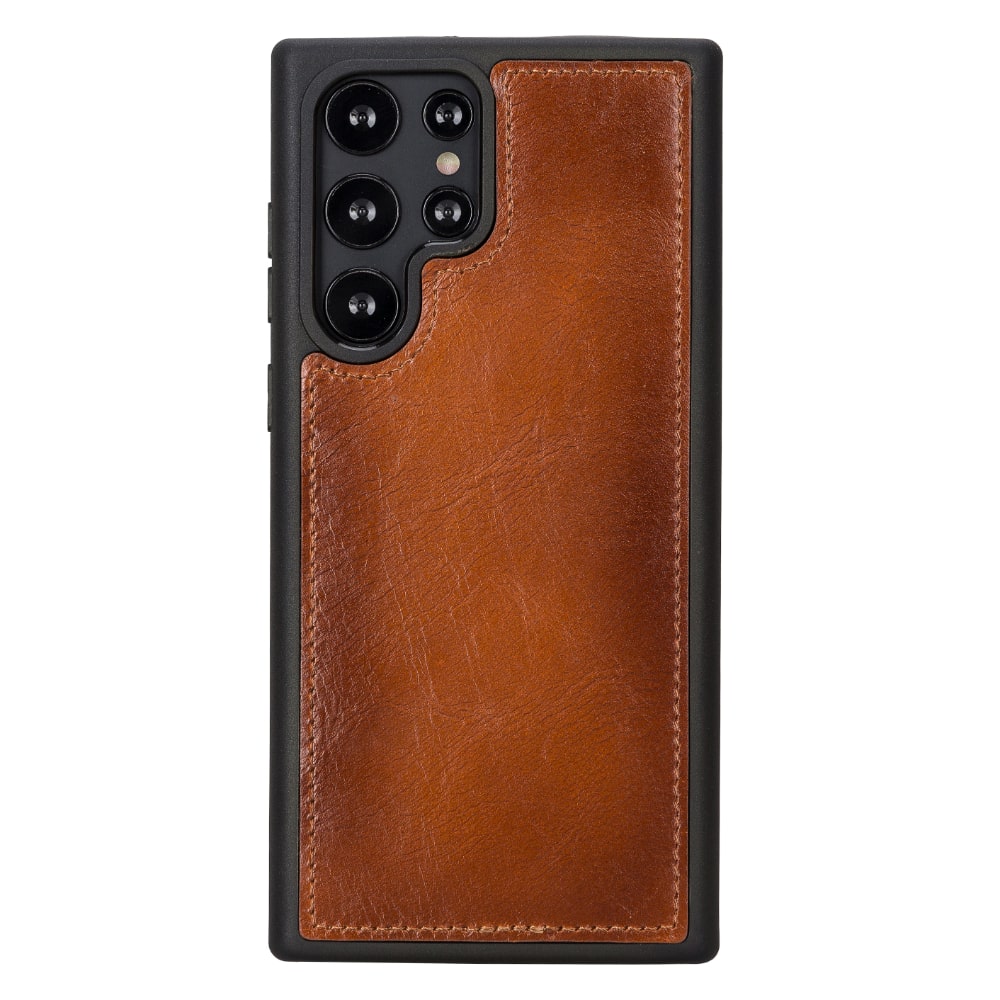 Golden Brown Leather Samsung Galaxy S22 Ultra Wallet Case with S Pen & Card Holder - Bomonti Leather - 5