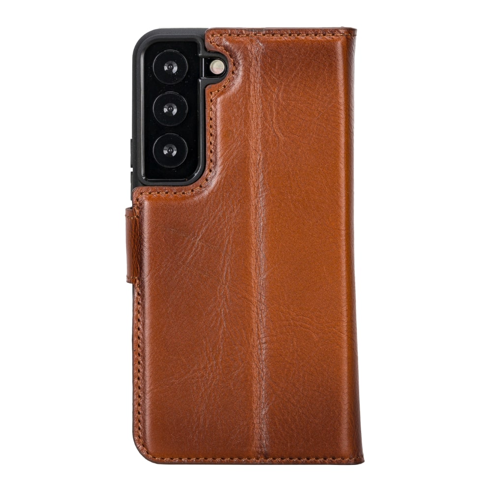 Golden Brown Leather Samsung Galaxy S22 Wallet Case with Card Holder - Bomonti Leather - 2