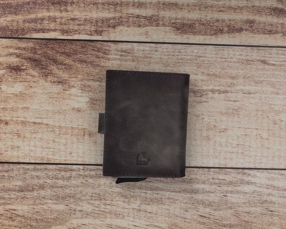 Grey Leather RFID Protection Credit Debit Pop Up Card Holder Wallet Case - Bomonti - 2