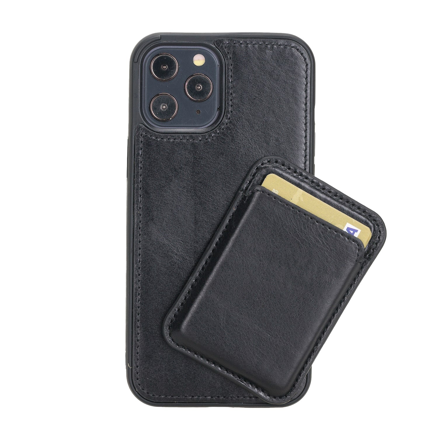 Black Leather Apple MagSafe Card Holder Magnetic Wallet for iPhone - Bomonti - 1