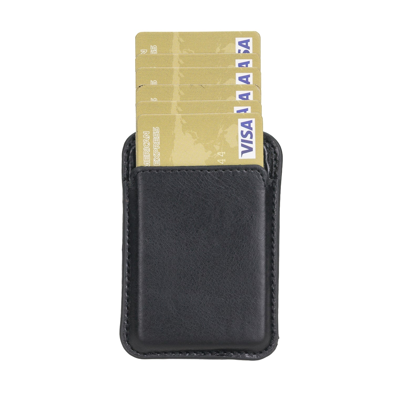 Black Leather Apple MagSafe Card Holder Magnetic Wallet for iPhone - Bomonti - 2