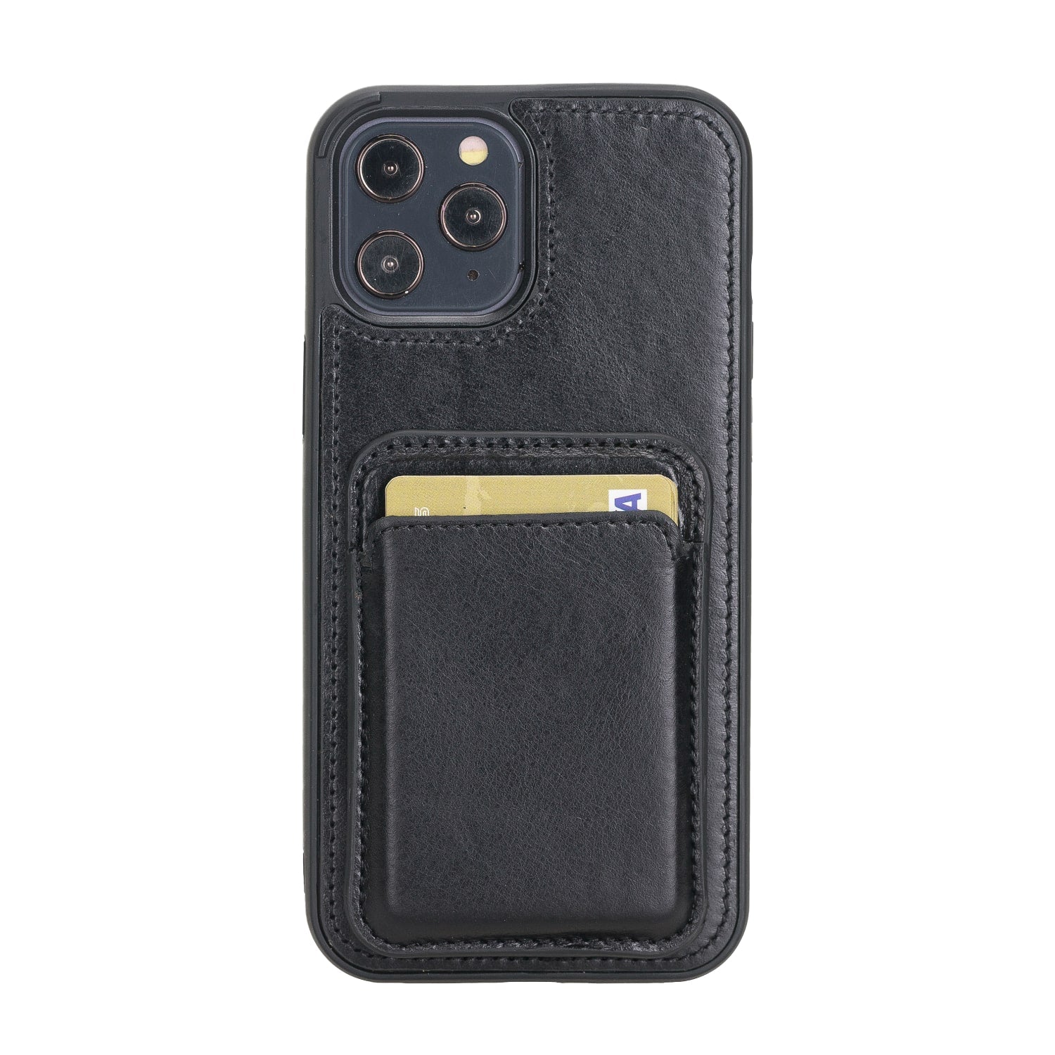 Black Leather Apple MagSafe Card Holder Magnetic Wallet for iPhone - Bomonti - 3