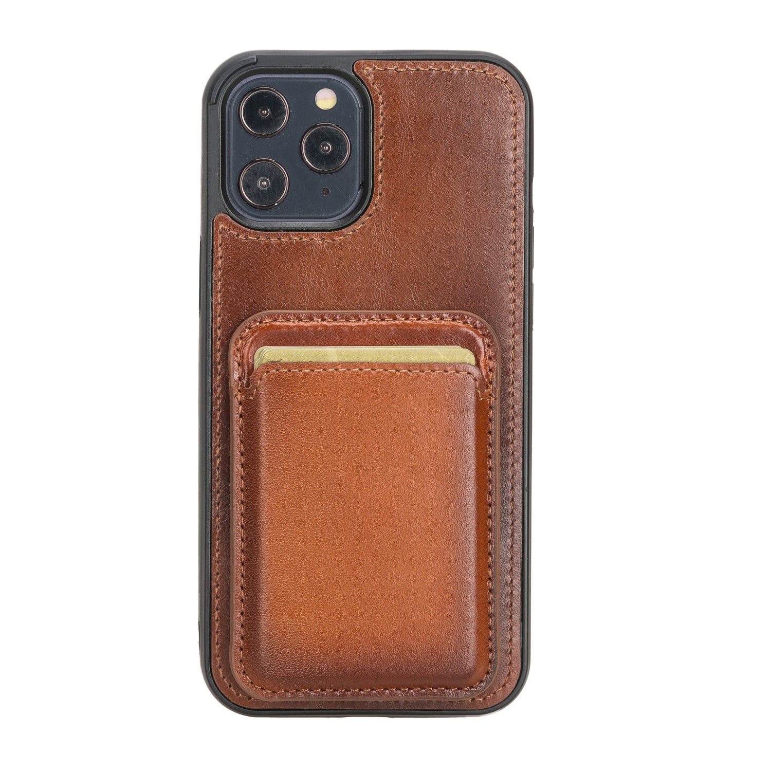 Brown Leather Apple MagSafe Card Holder Magnetic Wallet for iPhone - Bomonti - 3