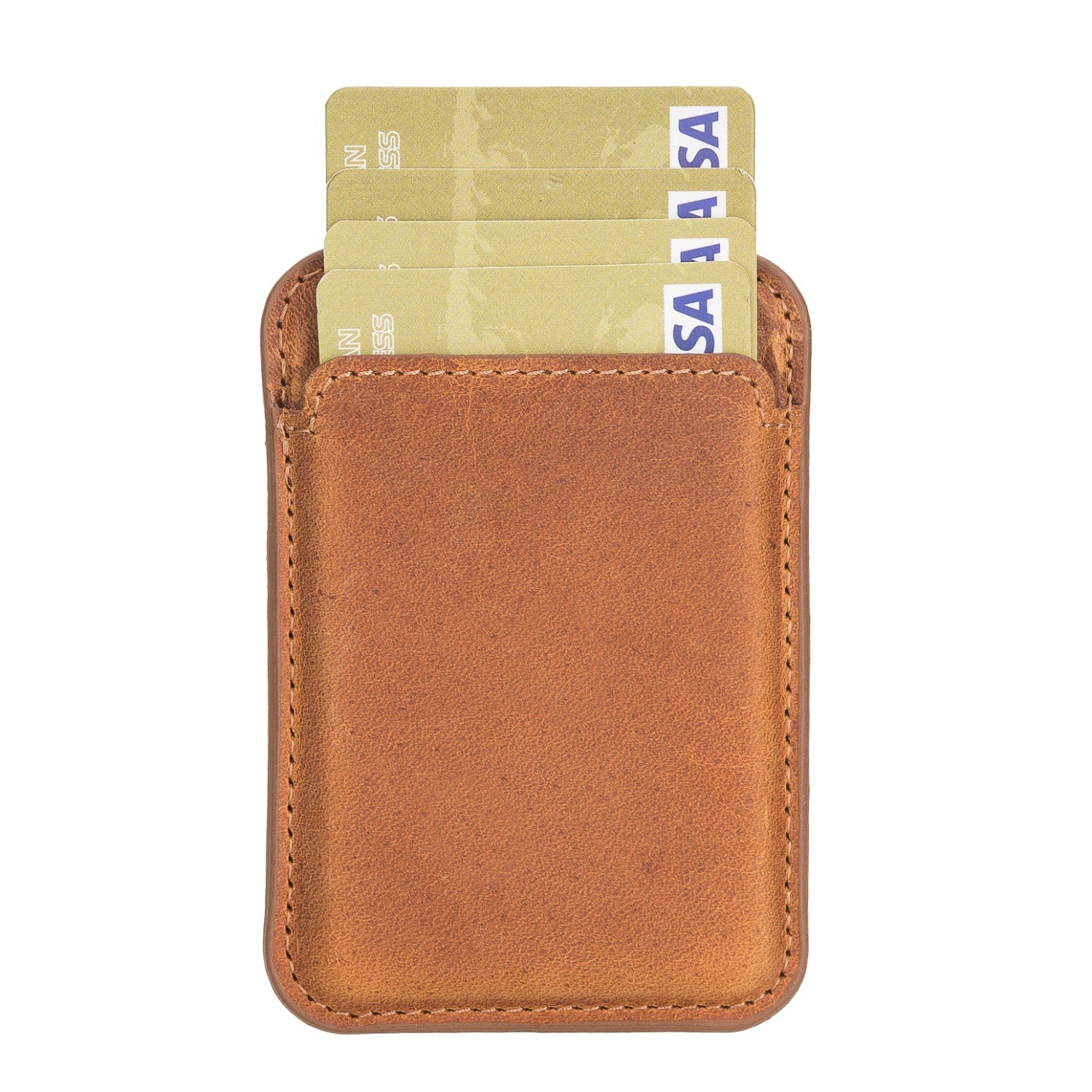 Golden Brown Leather Apple MagSafe Card Holder Magnetic Wallet for iPhone - Bomonti - 2