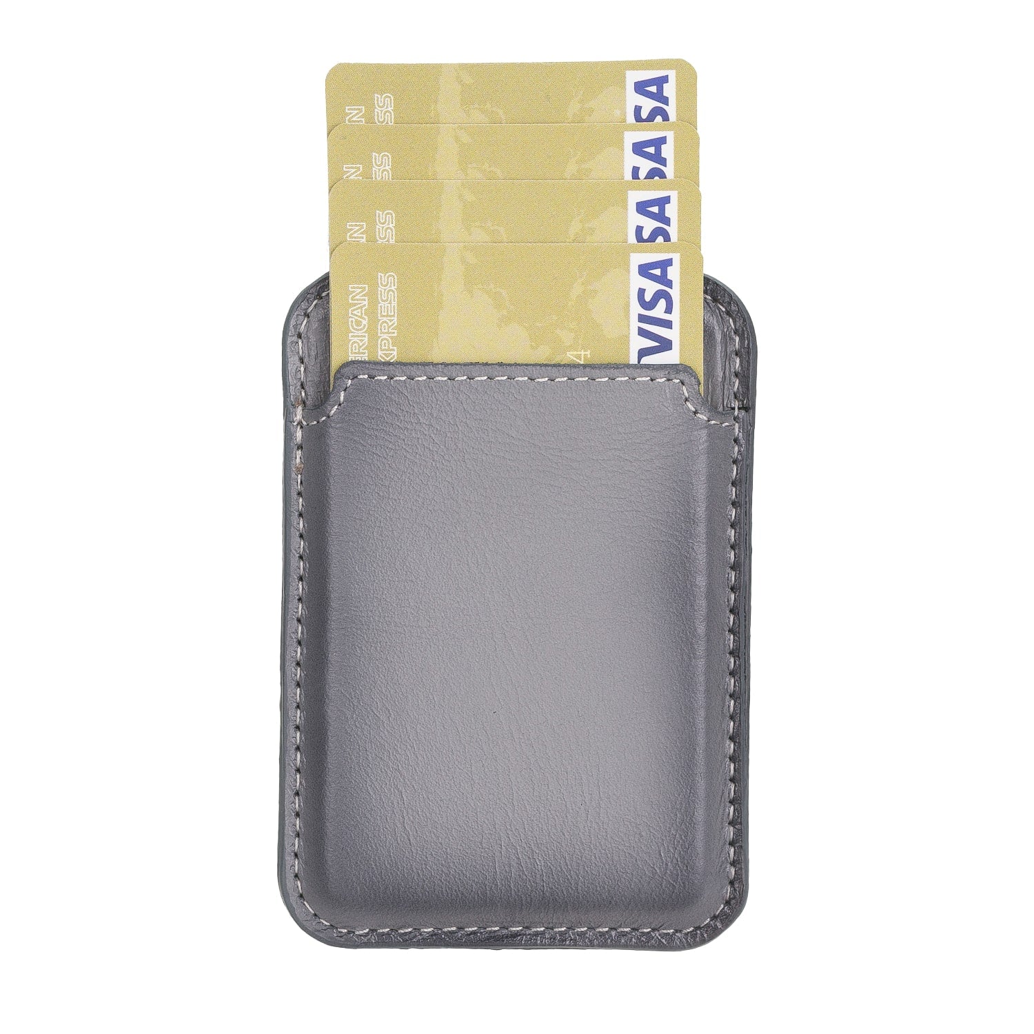 Grey Leather Apple MagSafe Card Holder Magnetic Wallet for iPhone - Bomonti - 2
