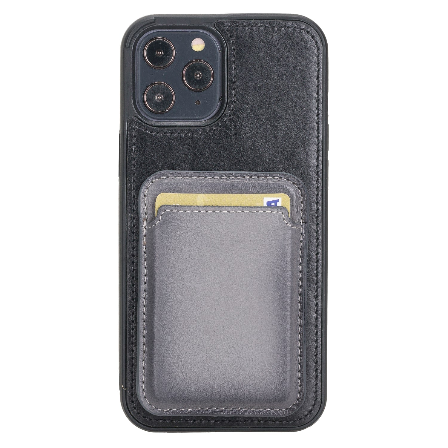 Grey Leather Apple MagSafe Card Holder Magnetic Wallet for iPhone - Bomonti - 3