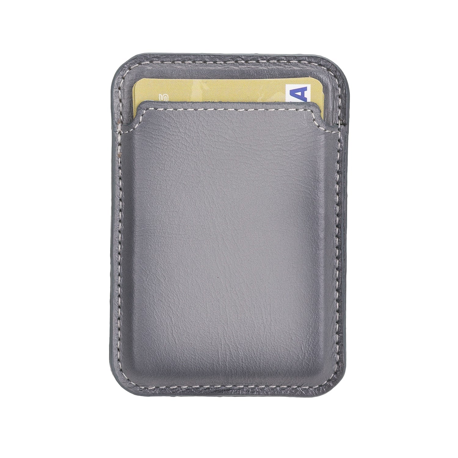 Grey Leather Apple MagSafe Card Holder Magnetic Wallet for iPhone - Bomonti - 4