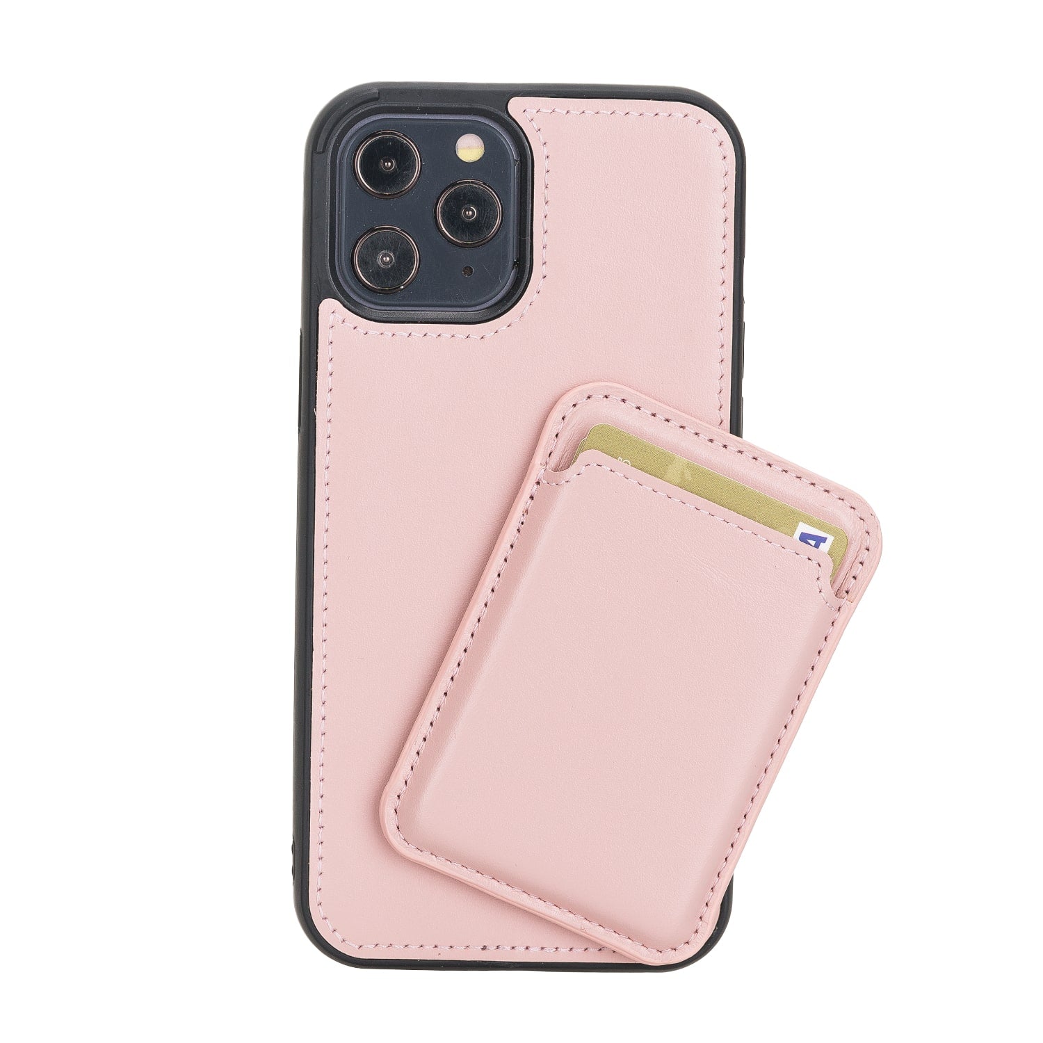 Pink Leather Apple MagSafe Card Holder Magnetic Wallet for iPhone - Bomonti - 1
