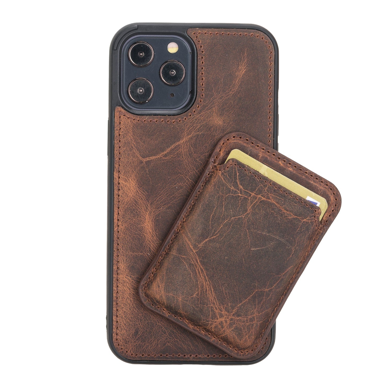 Tan Brown Leather Apple MagSafe Card Holder Magnetic Wallet for iPhone - Bomonti - 1