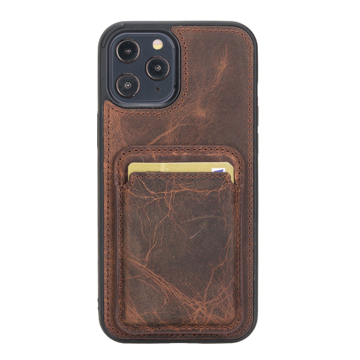 Tan Brown Leather Apple MagSafe Card Holder Magnetic Wallet for iPhone - Bomonti - 3