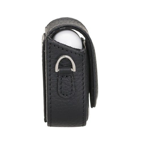 Luxury Black Leather Apple AirPods Bag Cover Case with Side Hooks - Bomonti - 3