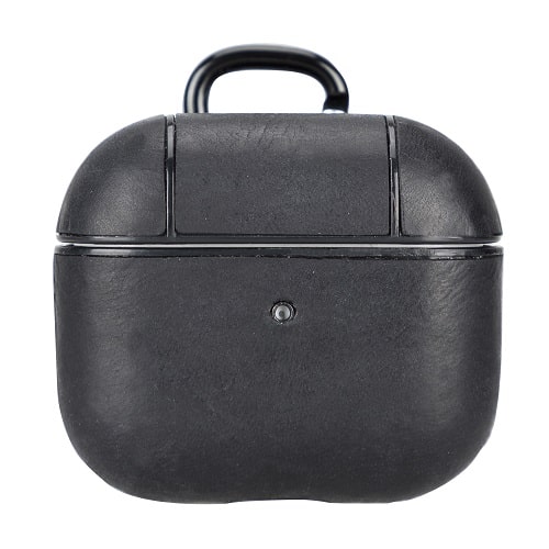 Luxury Black Leather Apple AirPods Flip Cover Case with Back Hook 3rd Generation - Bomonti - 1