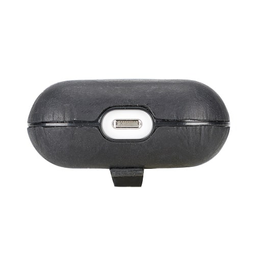 Luxury Black Leather Apple AirPods Flip Cover Case with Back Hook 3rd Generation - Bomonti - 4