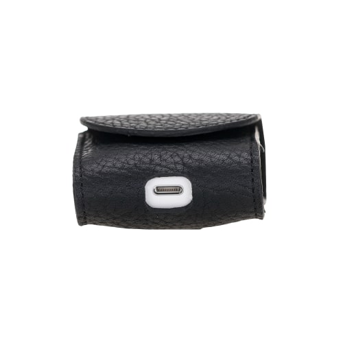 Luxury Black Leather Apple AirPods Bag Cover Case with Magnetic Closure - Bomonti - 3