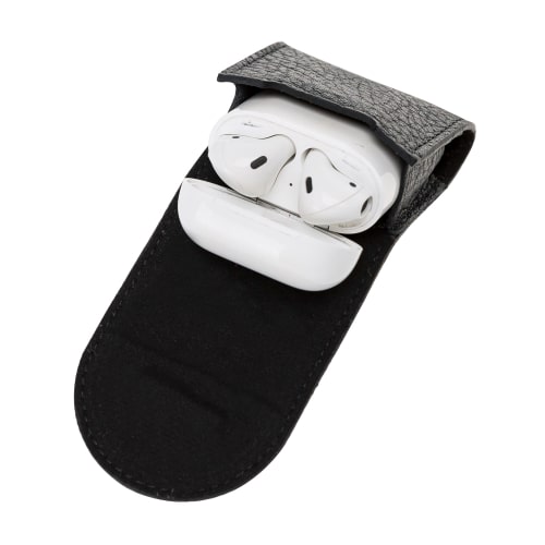 Luxury Black Leather Apple AirPods Bag Cover Case with Magnetic Closure - Bomonti - 4