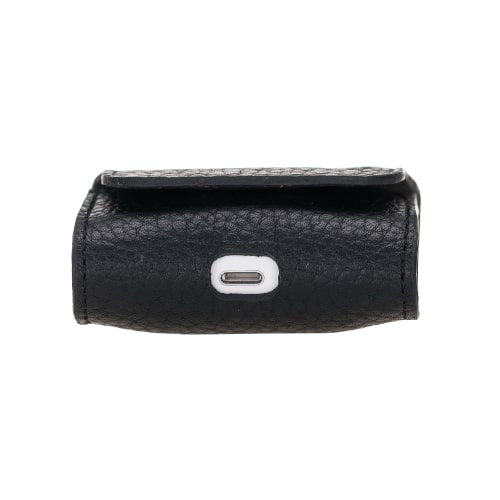 Luxury Black Leather Apple AirPods Pro Bag Cover Case with Magnetic Closure - Bomonti - 3