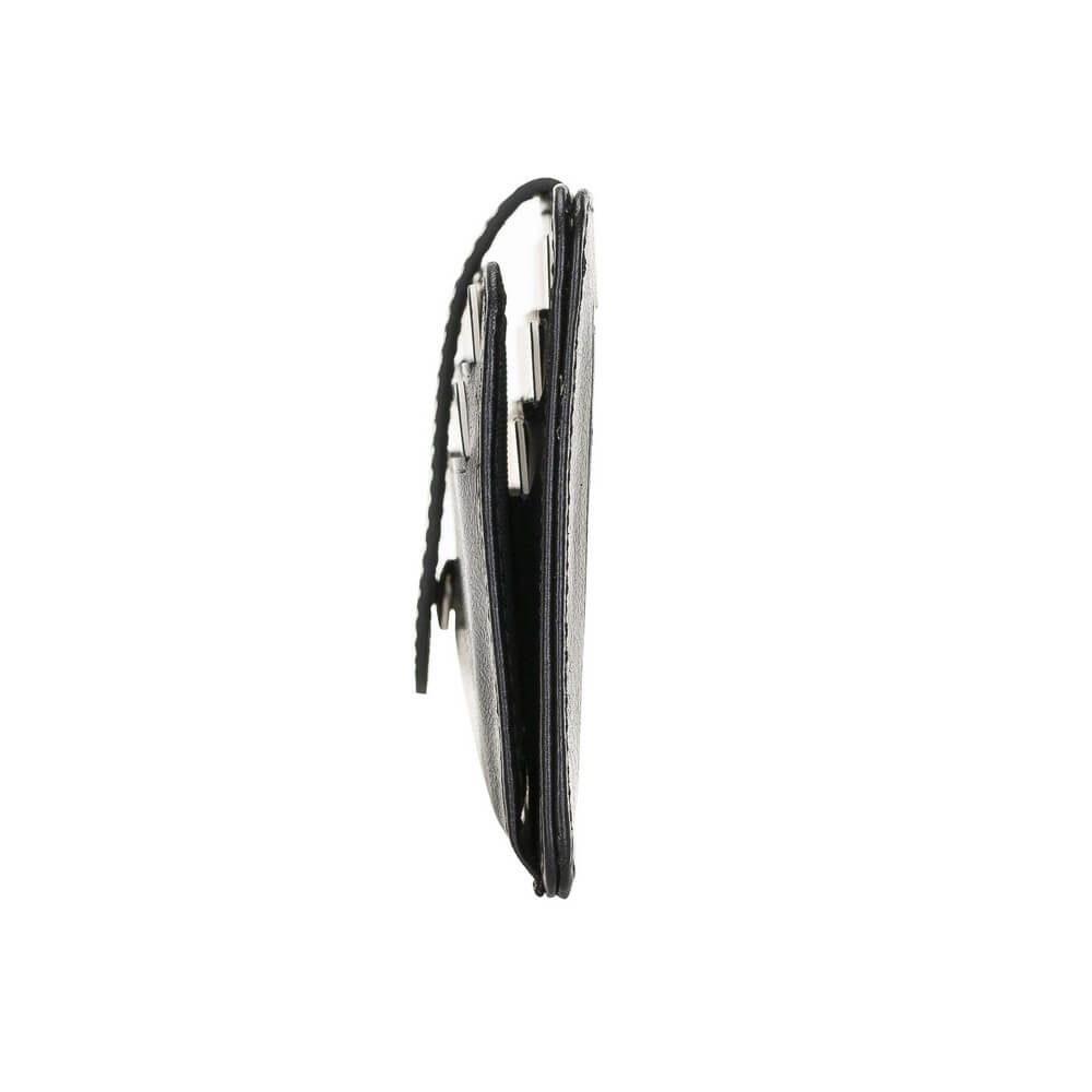 Luxury Black Leather Bifold Card Holder with Snap Closure - Bomonti - 4