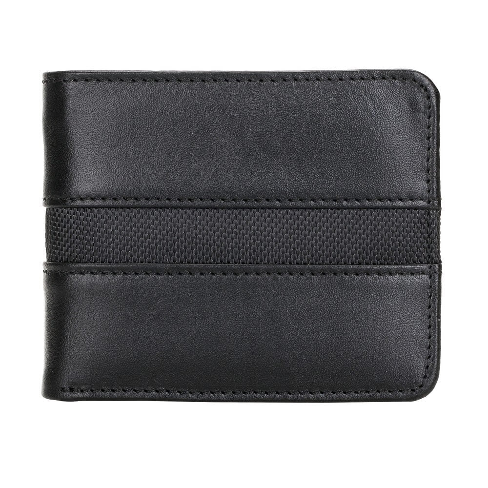 Luxury Black Leather Trifold Men's Card Holder Wallet with ID Window - Bomonti - 1