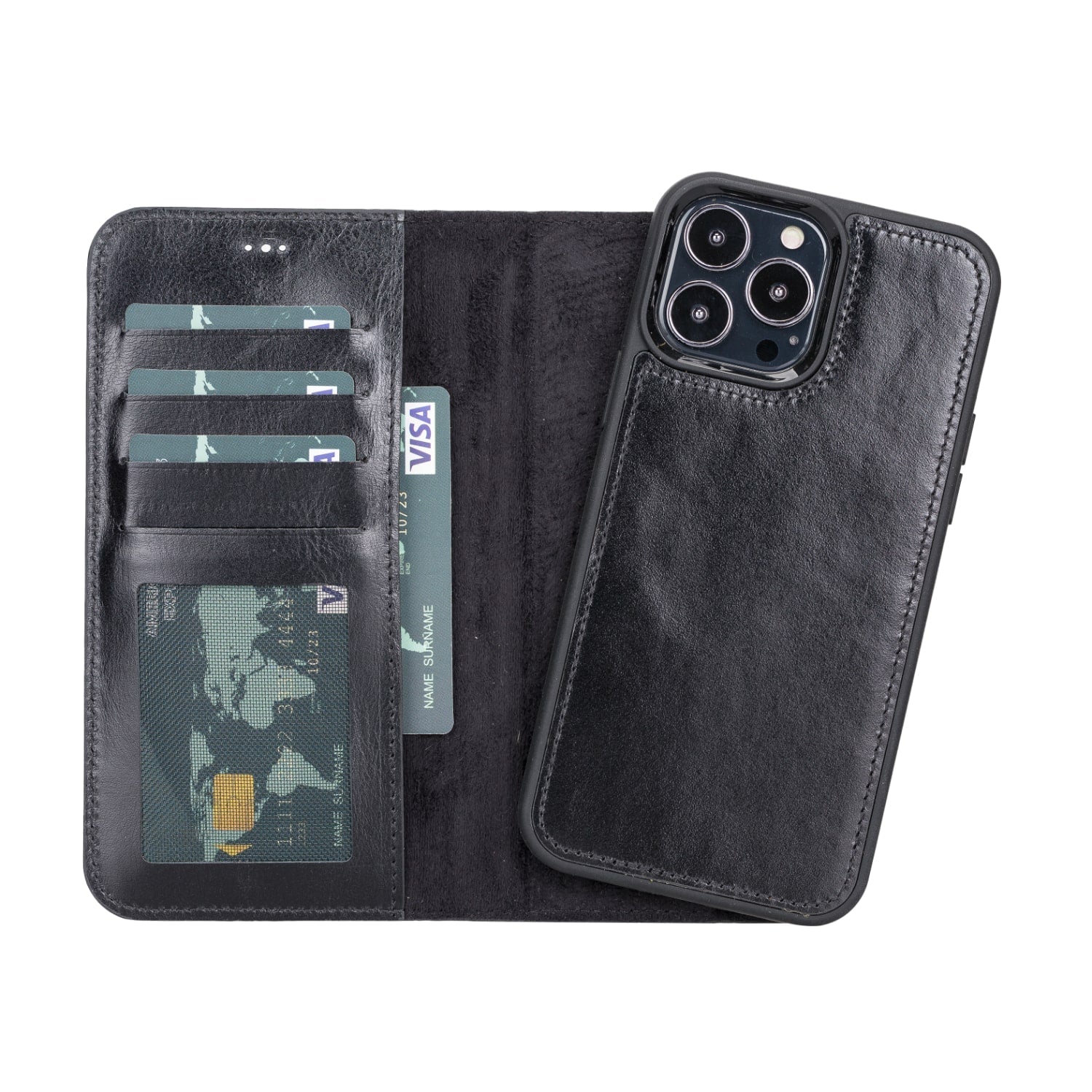 Estuche tipo billetera desmontable de cuero para iPhone 14 Pro Max con MagSafe (6.7")