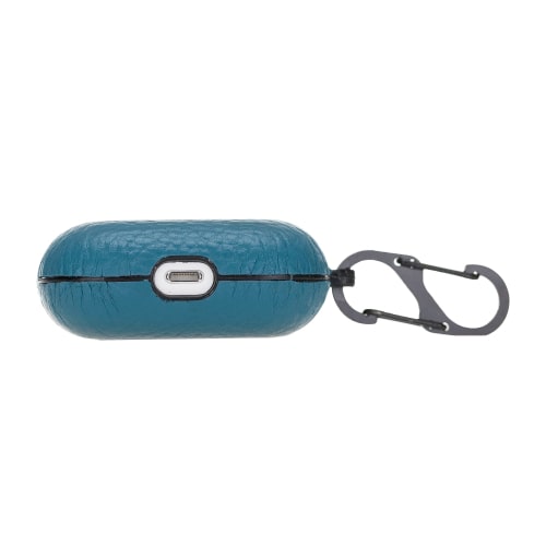 Luxury Blue Leather Apple AirPods Pro Cover Flip Case with Side Hook - Bomonti - 4