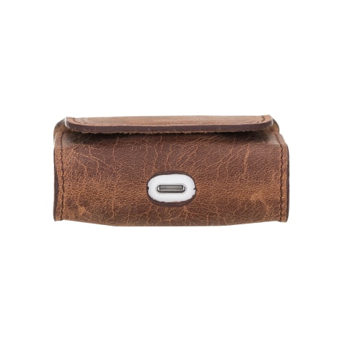 Luxury Brown Leather Apple AirPods Pro Bag Cover Case with Magnetic Closure - Bomonti - 3