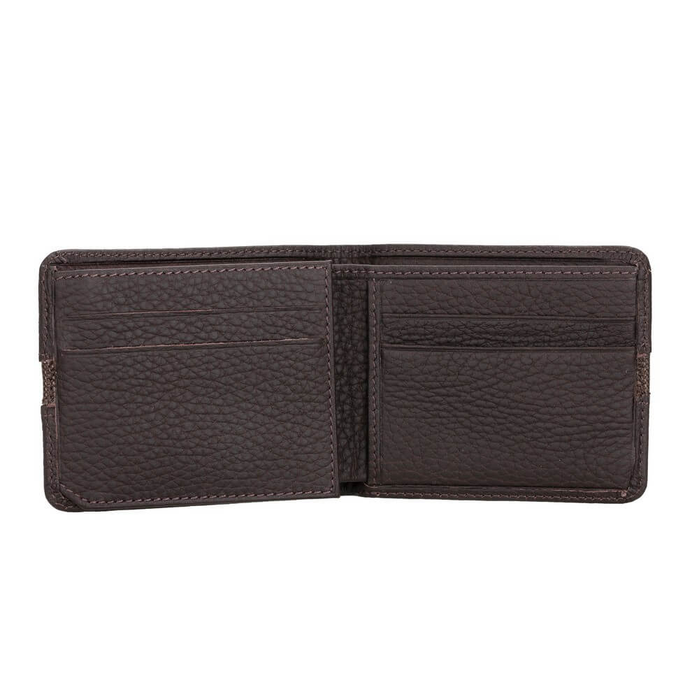 Luxury Brown Leather Trifold Men's Card Holder Wallet with ID Window - Bomonti - 3