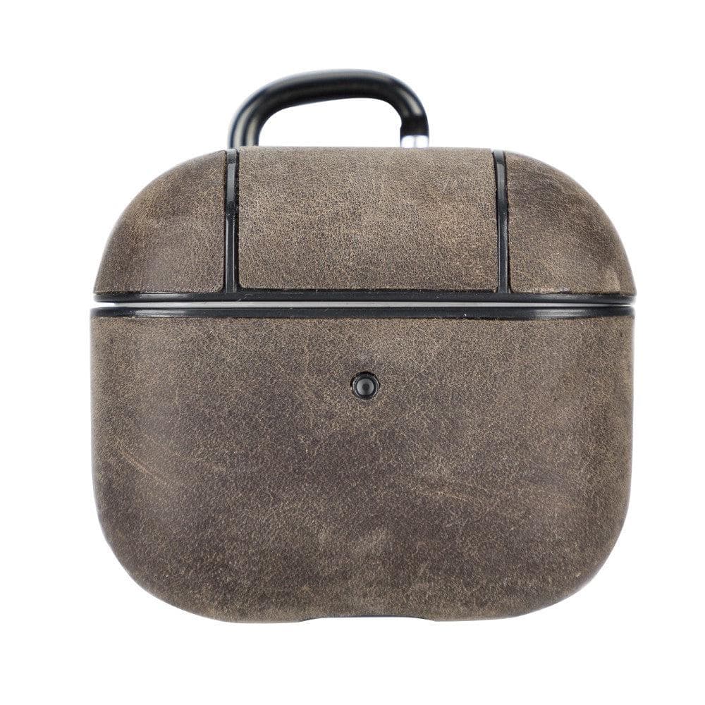 Luxury Dark Brown Leather Apple AirPods Flip Cover Case with Back Hook 3rd Generation - Bomonti - 6