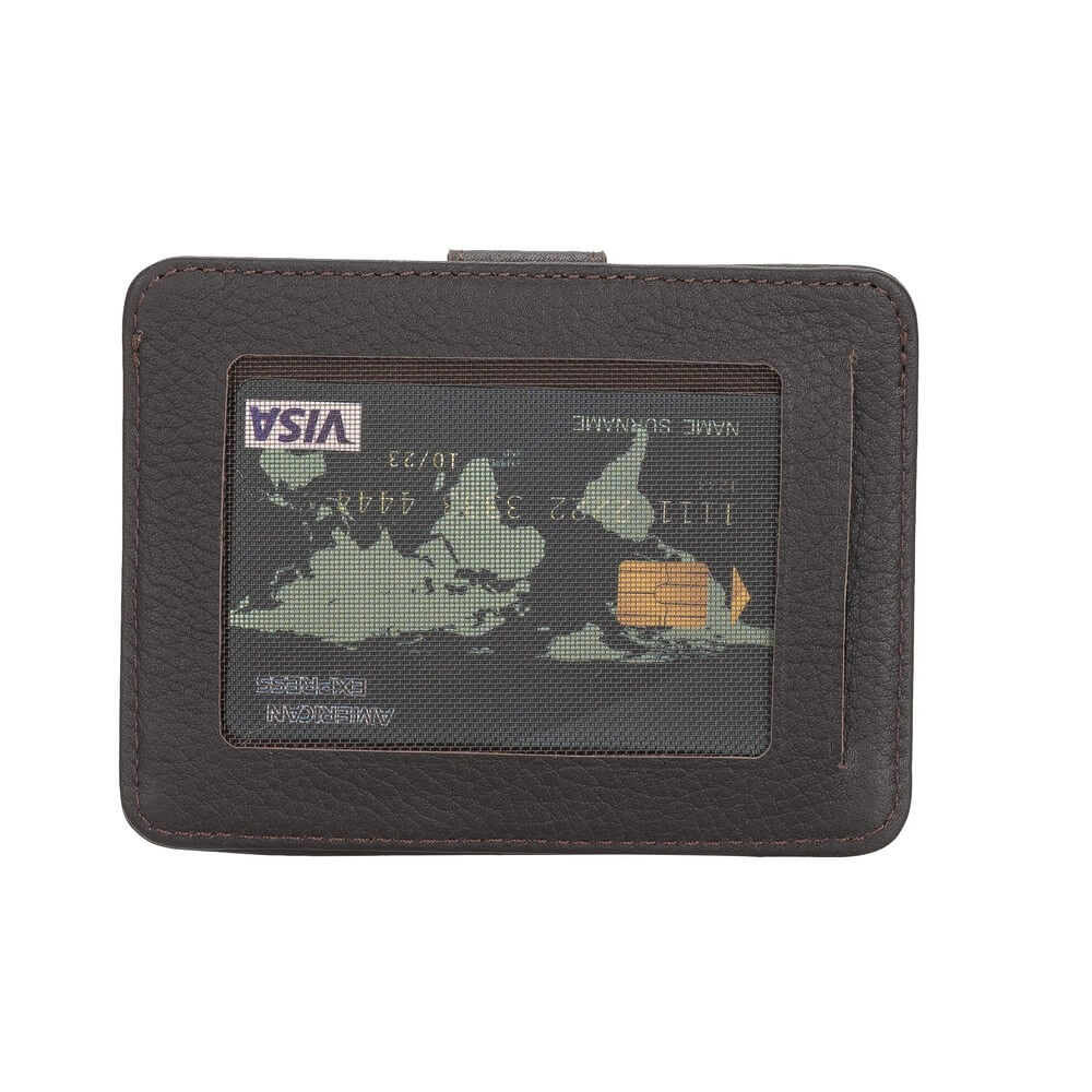 Luxury Dark Brown Leather Bifold Card Holder with Snap Closure - Bomonti - 3