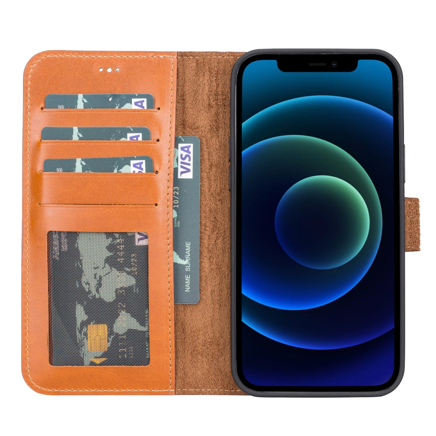 Brown Leather iPhone 13 Pro Max Detachable Bi-Fold RFID Wallet Case with MagSafe & Card Holder - Bomonti - 2