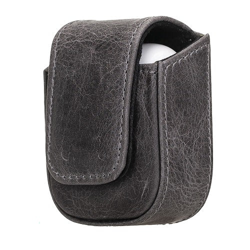 Luxury Grey Leather Apple AirPods Bag Cover Case with Side Hooks - Bomonti - 3