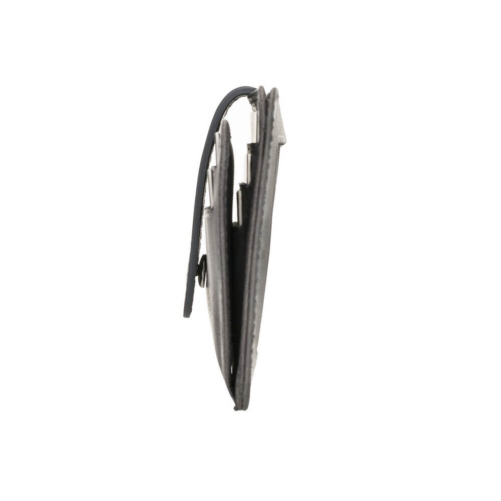 Luxury Gray Leather Bifold Card Holder with Snap Closure - Bomonti - 4