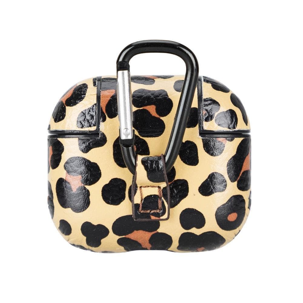 Luxury Leopard Leather Apple AirPods Flip Cover Case with Back Hook 3rd Generation - Bomonti - 1