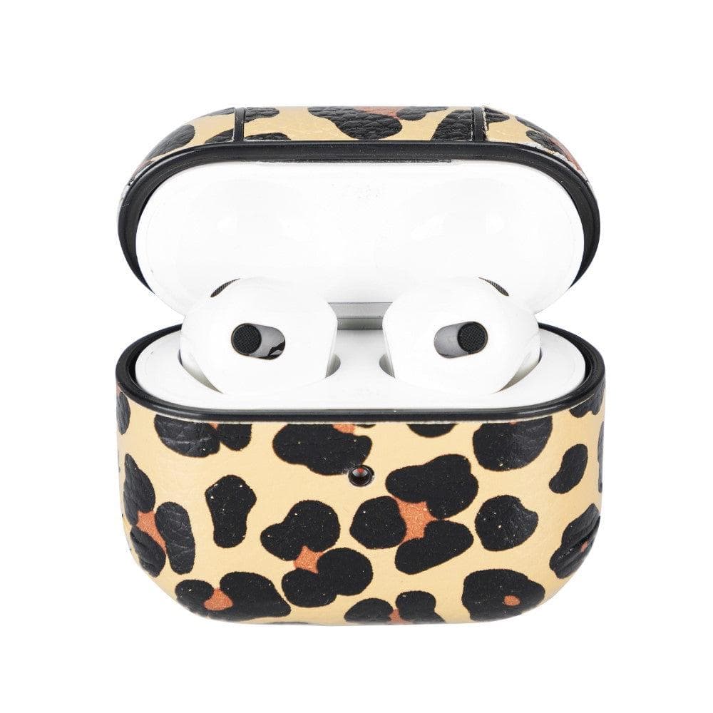 Luxury Leopard Leather Apple AirPods Flip Cover Case with Back Hook 3rd Generation - Bomonti - 3