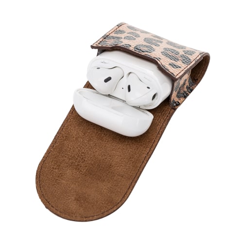 Luxury Leopard Leather Apple AirPods Bag Cover Case with Magnetic Closure - Bomonti - 4