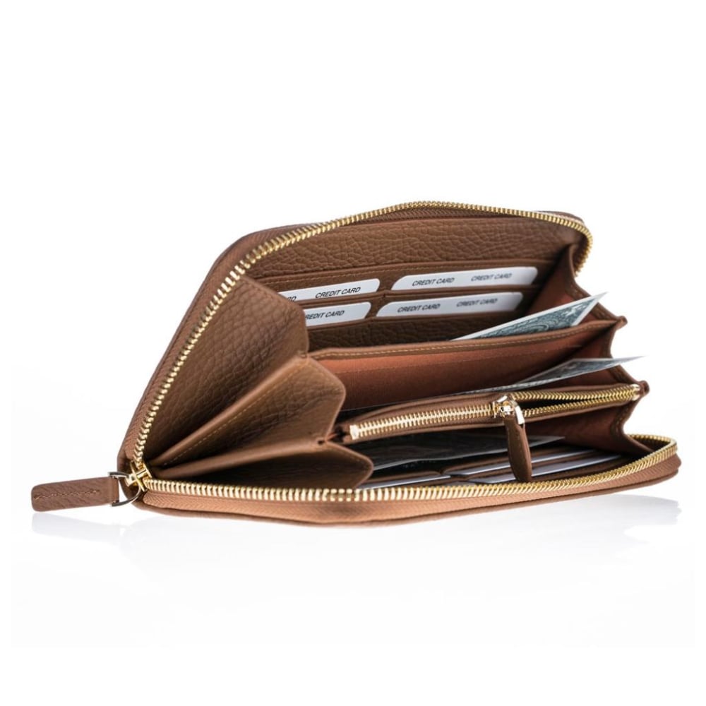 Luxury Light Brown Leather Women’s Minimalist Clutch Purse - Bomonti - 3