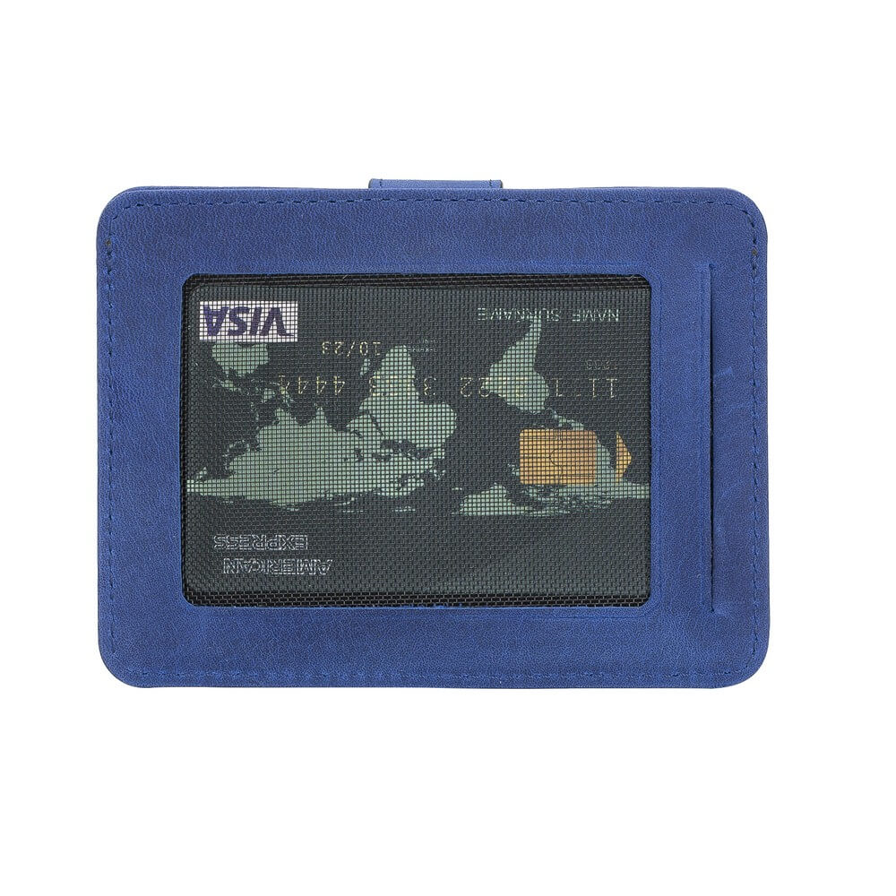 Luxury Ocean Blue Bifold Card Holder with Snap Closure - Bomonti - 3