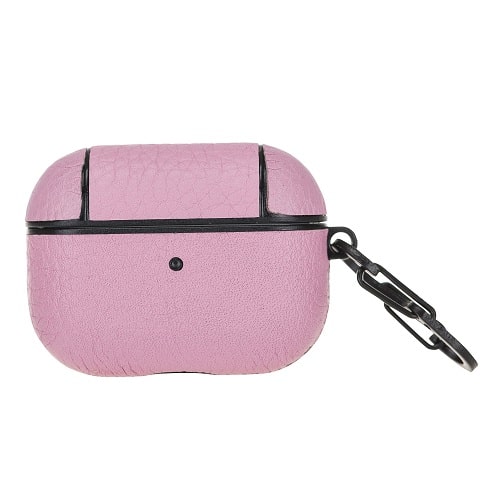 Luxury Pink Leather Apple AirPods Flip Cover Case with Side Hook 3rd Generation - Bomonti - 1