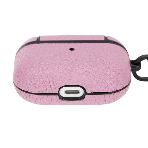 Luxury Pink Leather Apple AirPods Flip Cover Case with Side Hook 3rd Generation - Bomonti - 5