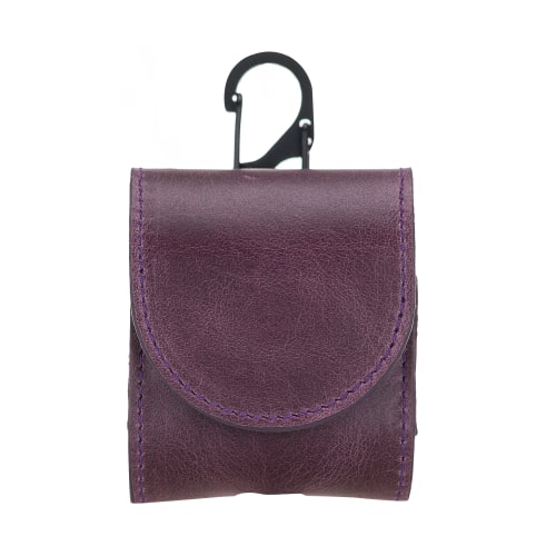 Luxury Purple Leather Apple AirPods Bag Cover Case with Magnetic Closure - Bomonti - 1