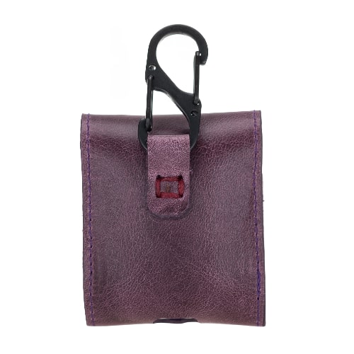 Luxury Purple Leather Apple AirPods Bag Cover Case with Magnetic Closure - Bomonti - 2