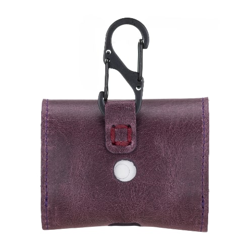 Luxury Purple Leather Apple AirPods Pro Bag Cover Case with Magnetic Closure - Bomonti - 2